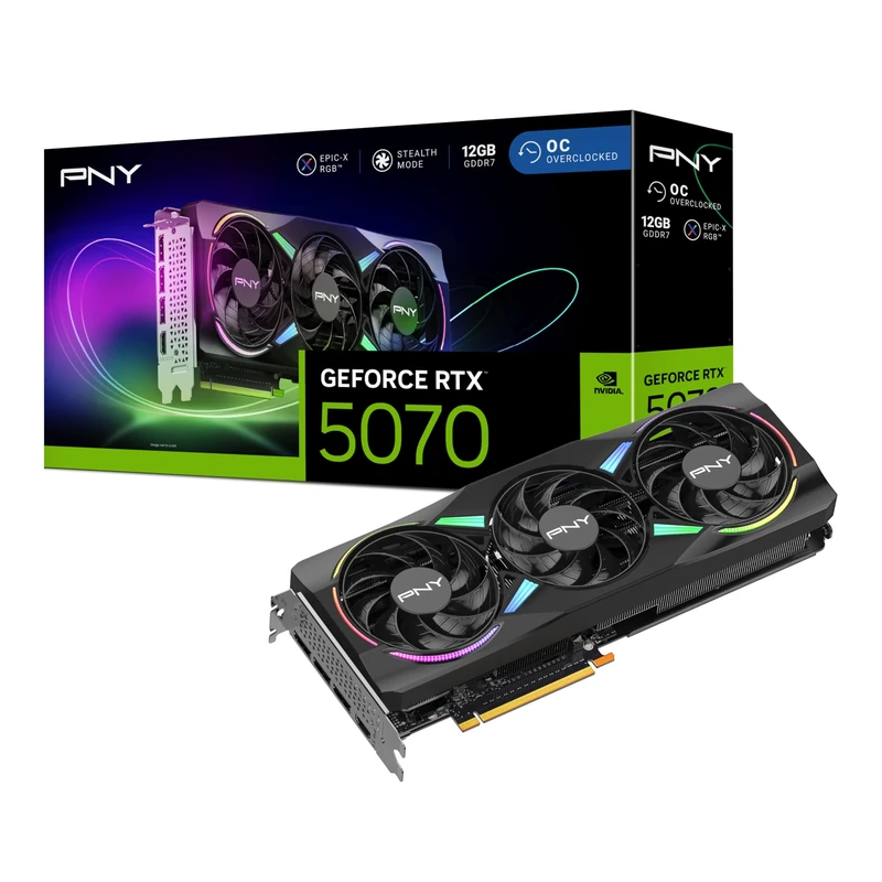 PNY GeForce RTX™ 5070 12GB ARGB OC Triple Fan Graphics Card DLSS 4