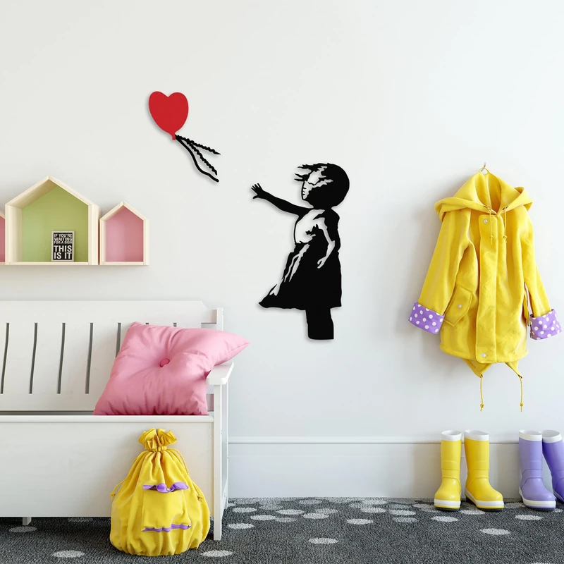 Hanah Home Stylish Decorative Metal Wall Accessory, 105 x 85 cm, 100% Metal (1.5 mm), Black & Red, Easy Wall Mounting, Perfect for Modern Decor