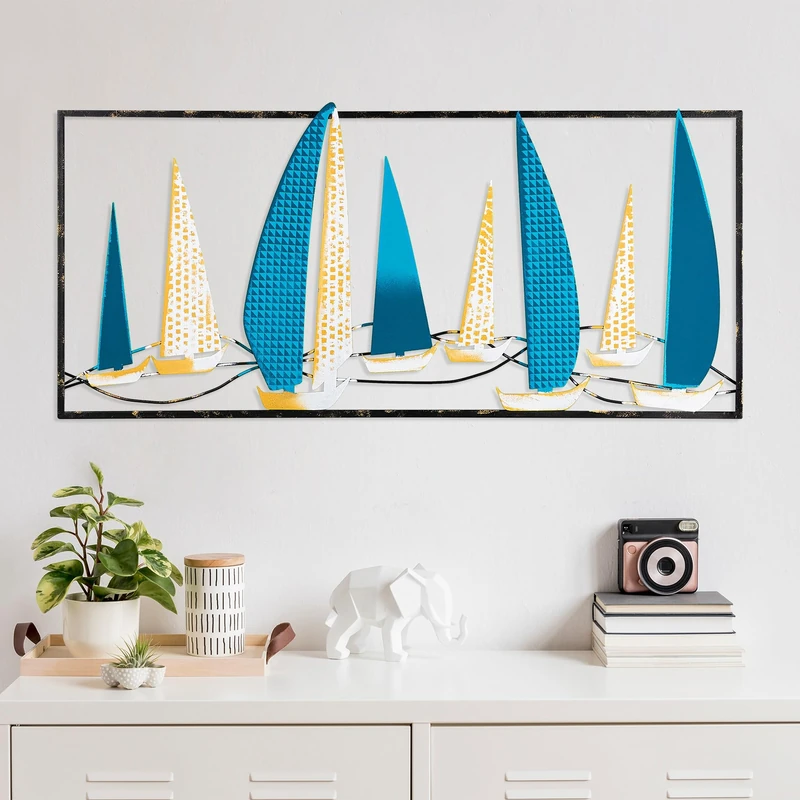 Handmade Decorative Metal Wall Accessory, 40 x 90 cm, 100% Metal (1.5 mm), Unique Hand-Painted Design, Perfect for Home Decor & Art Lovers