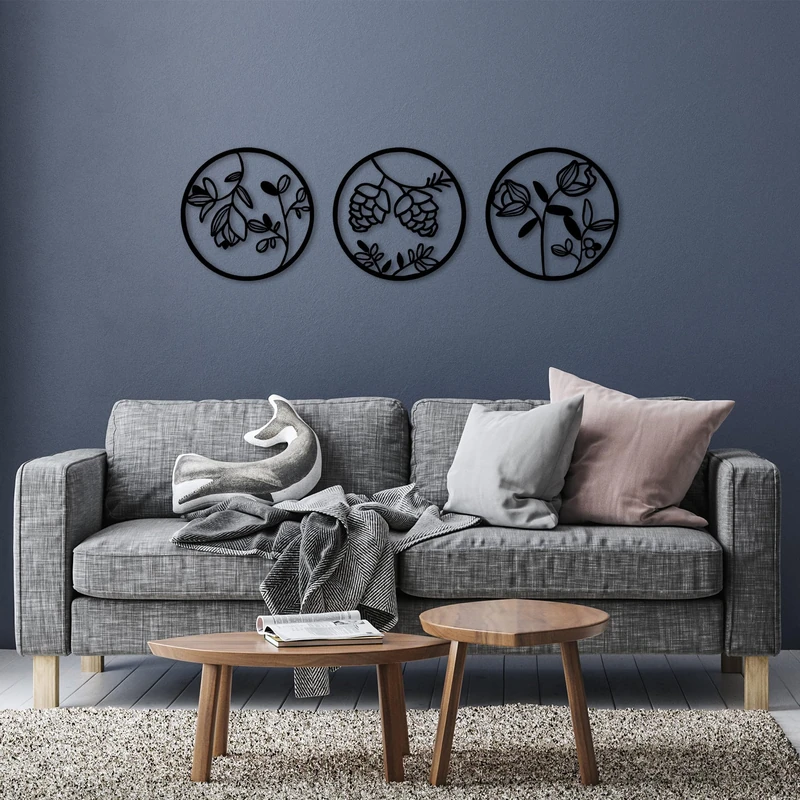 Elegant Black Decorative Metal Wall Accessory, 51 cm Diameter, 100% Metal (1.5 mm Thick), Perfect for Modern Home Decor & Stylish Spaces