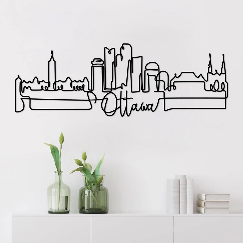 Stylish Black Decorative Metal Wall Accessory, 120 x 40 x 1.5 cm, 100% Metal, 2 mm Thickness, Lightweight & Modern Design for Home Decor