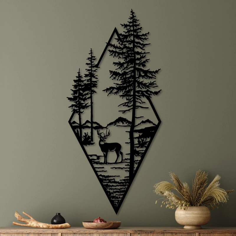 Stylish Black Decorative Metal Wall Accessory, 39 x 85 cm, 100% Metal, 1.5 mm Thickness, Perfect for Modern Home Decor & Art Display