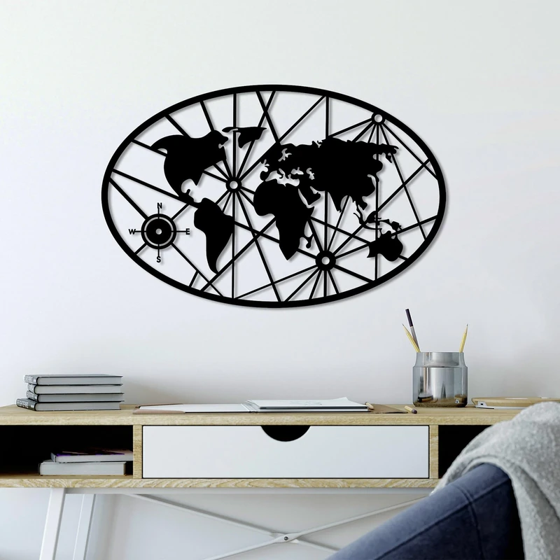 Stylish Black Decorative Metal Wall Accessory, 50 x 77 cm, 100% Metal, 1.5 mm Thick, Lightweight (0.68 kg), Perfect for Modern Home Decor