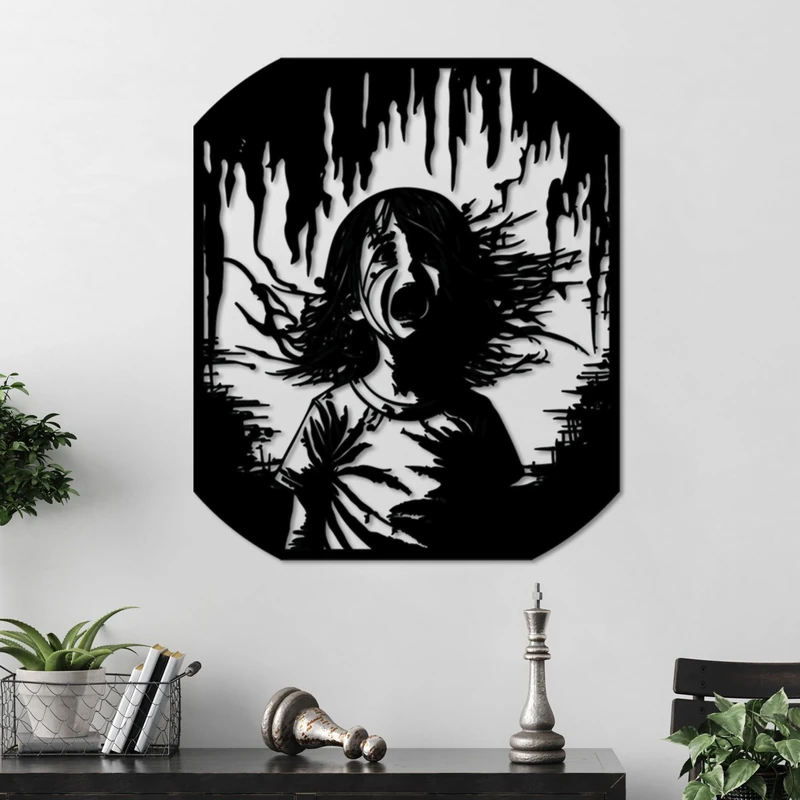 Stylish Black Decorative Metal Wall Accessory, 56 x 47 cm, 100% Metal, 1.5 mm Thickness, Perfect for Modern Home Decor & Art Display