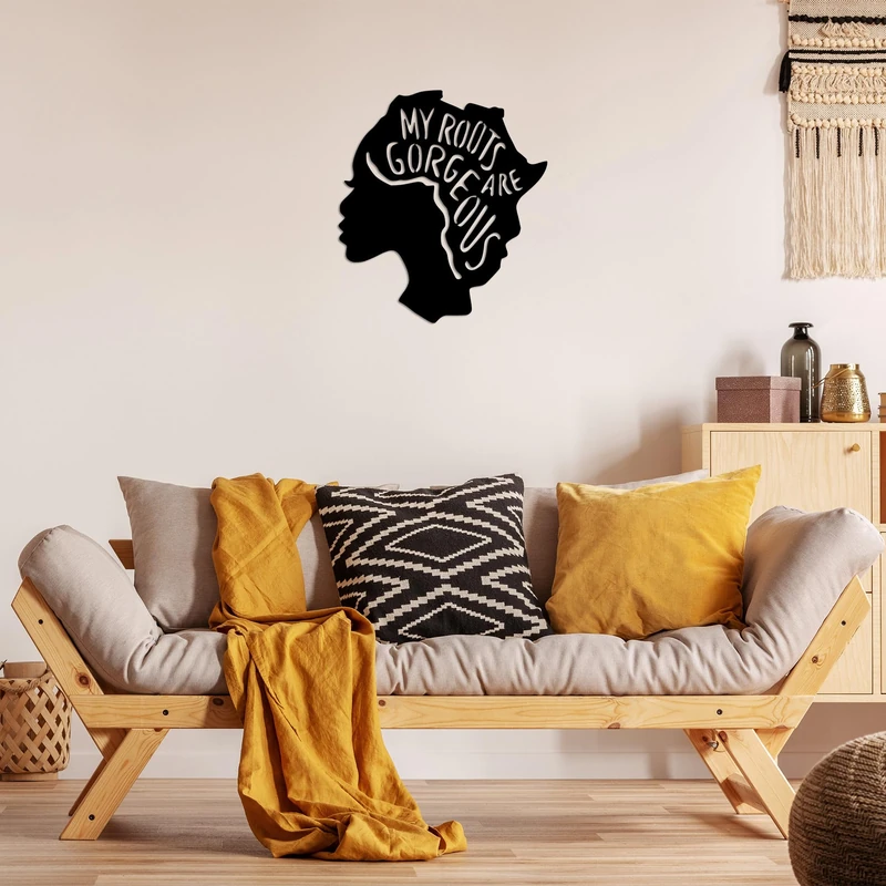 Stylish Black Decorative Metal Wall Accessory, 62 x 70 cm, 100% Metal (1.5 mm Thick), Easy Wall Mounting, Perfect for Modern Home Decor