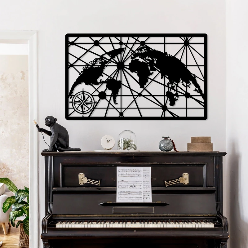 Stylish Black Decorative Metal Wall Accessory, 60 x 100 cm, 100% Metal, 1.5 mm Thickness, Lightweight 1 kg, Perfect for Home Decor and Modern Spaces - Image 1