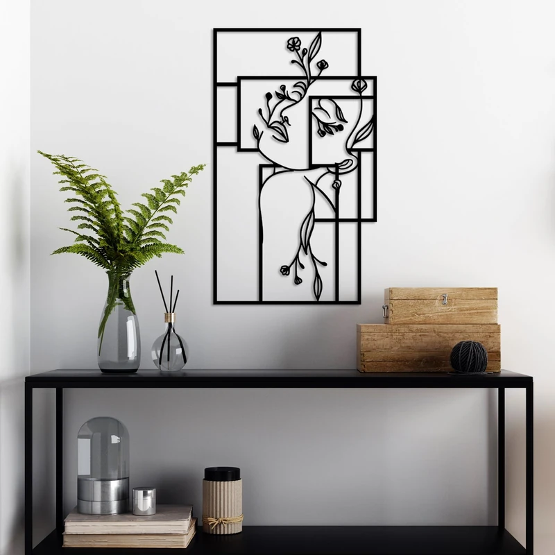 Stylish Black Decorative Metal Wall Accessory, 70 x 70 cm, 100% Metal, 1.5 mm Thick, Easy Wall Mounting, Perfect for Modern Home Decor