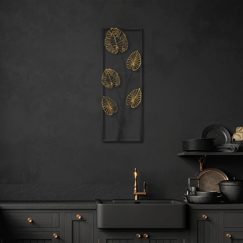 Hand-Painted Decorative Metal Wall Accessory, 32 x 90 cm, 100% Metal (1.5 mm), Unique Design, Perfect for Home Decor, Easy Wall Hanging