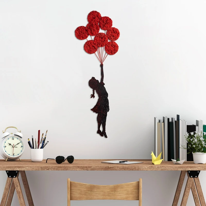Handmade Decorative Metal Wall Accessory, Red & Black, 100 x 34 cm, 100% Metal, 1.5 mm Thick, Unique Design, Perfect for Home Decor & Art Display