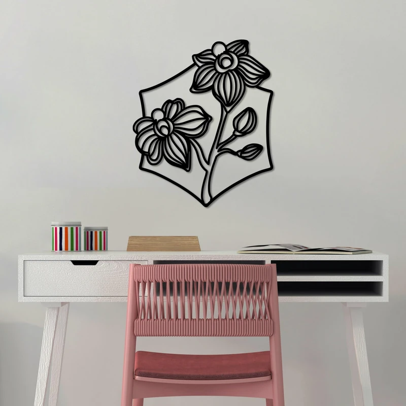 Stylish Black Decorative Metal Wall Accessory, 70 x 58 cm, 100% Metal (1.5 mm), Easy Wall Mounting, Perfect for Modern Home Decor