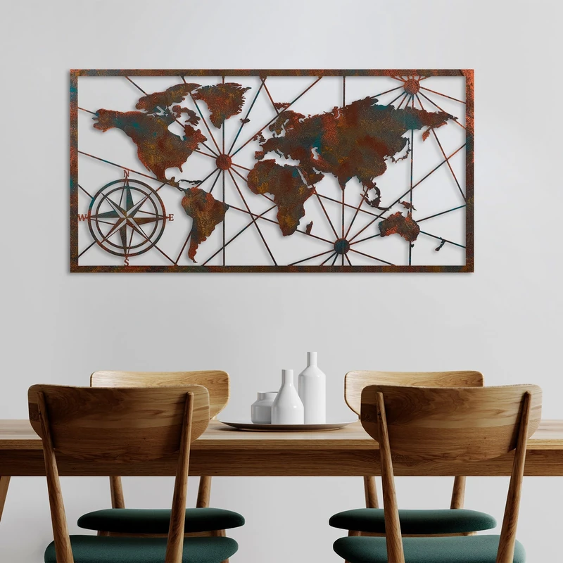 Hand-Painted Decorative Metal Wall Accessory, 120 cm x 60 cm, 100% Metal (1.5 mm), Unique Colour Variations, Stylish Accent for Home Decor
