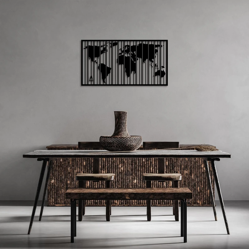Stylish Black Decorative Metal Wall Accessory, 37 x 70 cm, 100% Metal, 1.5 mm Thickness, Perfect for Modern Home Decor & Unique Wall Art