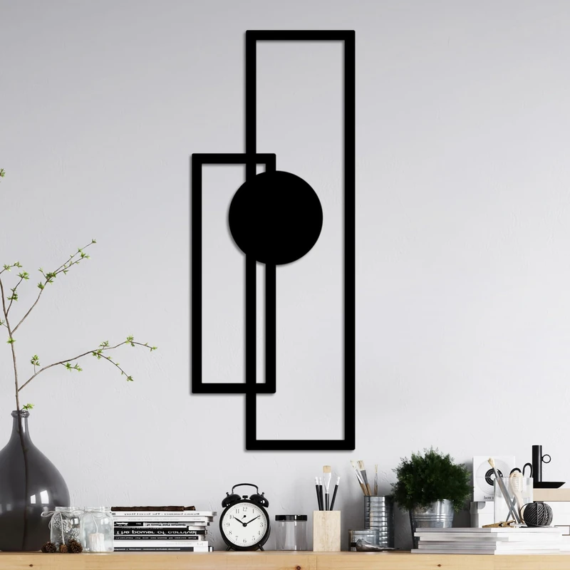 Hanah Home Stylish Black Decorative Metal Wall Accessory, 32 x 85 cm, 100% Metal, 1.5 mm Thick, Easy Wall Mounting, Perfect for Modern Decor
