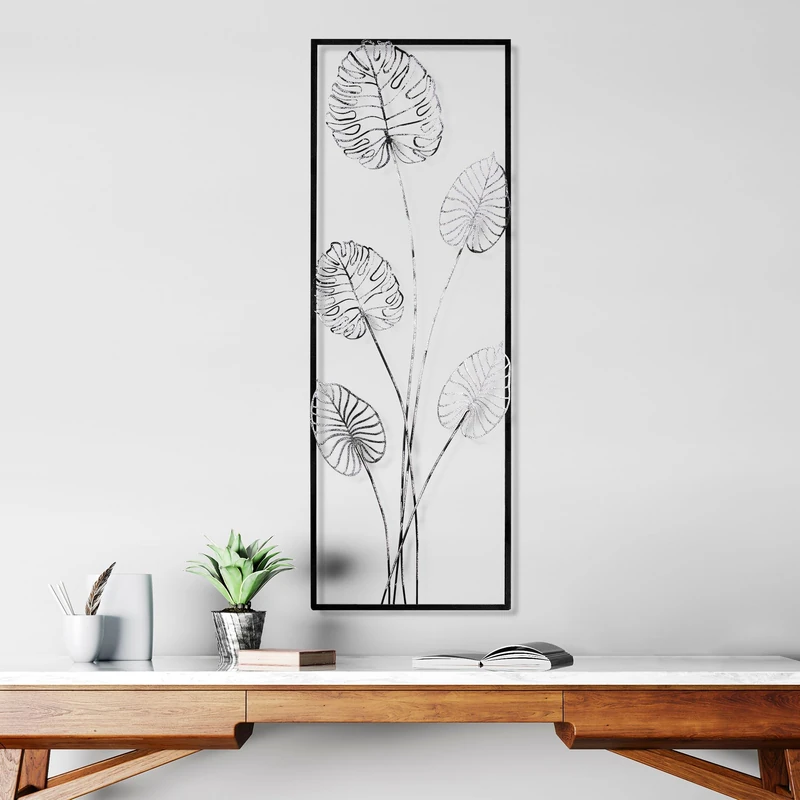 Handmade Decorative Metal Wall Accessory, 32 x 90 x 4 cm, 100% Metal, Unique Hand-Painted Design, Perfect for Home Decor, Adds Elegance & Style