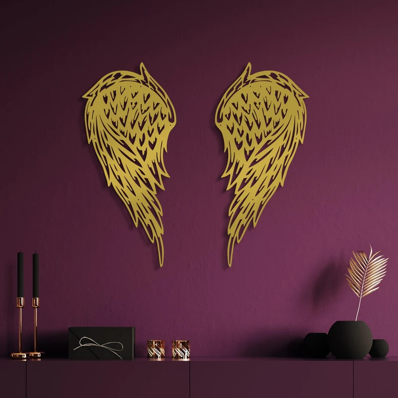 Elegant Gold Decorative Metal Wall Accessory (2 Pieces), 32 x 70 cm, 100% Metal, 1.5 mm Thickness, Perfect for Modern Home Decor & Stylish Spaces - Image 1
