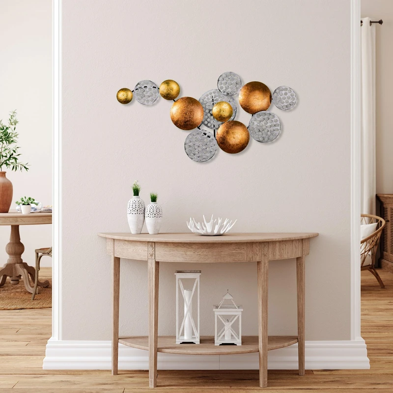 Handmade Decorative Metal Wall Accessory, 45 x 82 cm, 100% Metal (1.5 mm), Unique Silver & Copper Finish, Perfect for Home Decor & Art Display - Image 1
