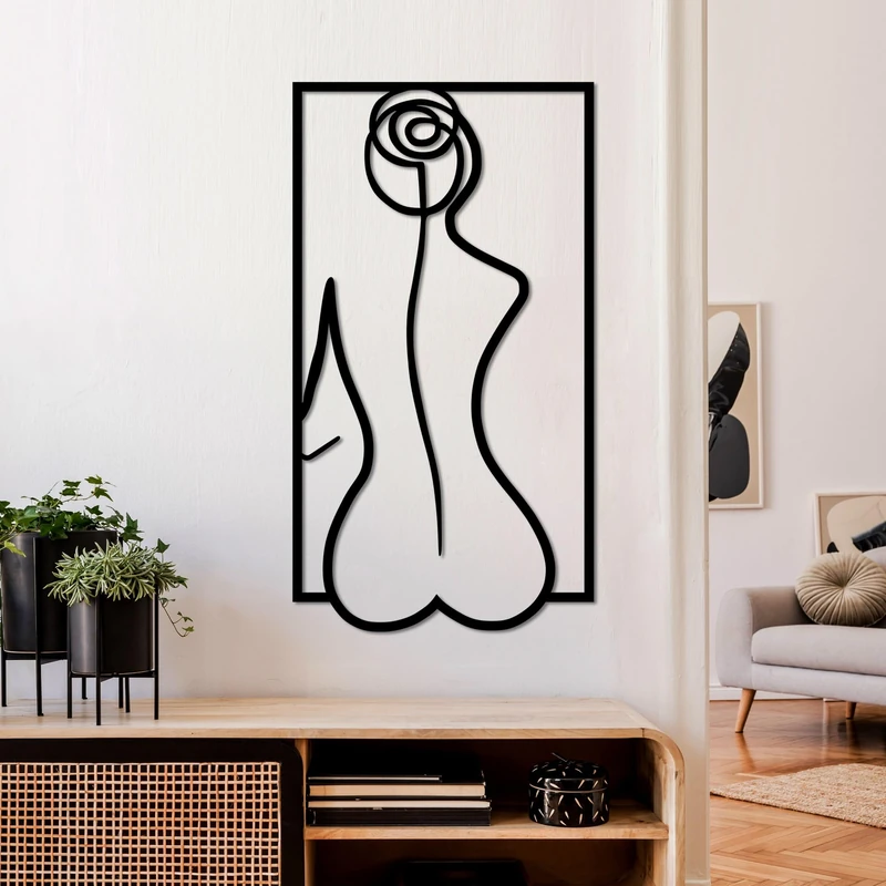 Stylish Black Decorative Metal Wall Accessory, 70 x 38 cm, 100% Metal (1.5 mm Thick), Easy Wall Mounting, Perfect for Modern Home Decor
