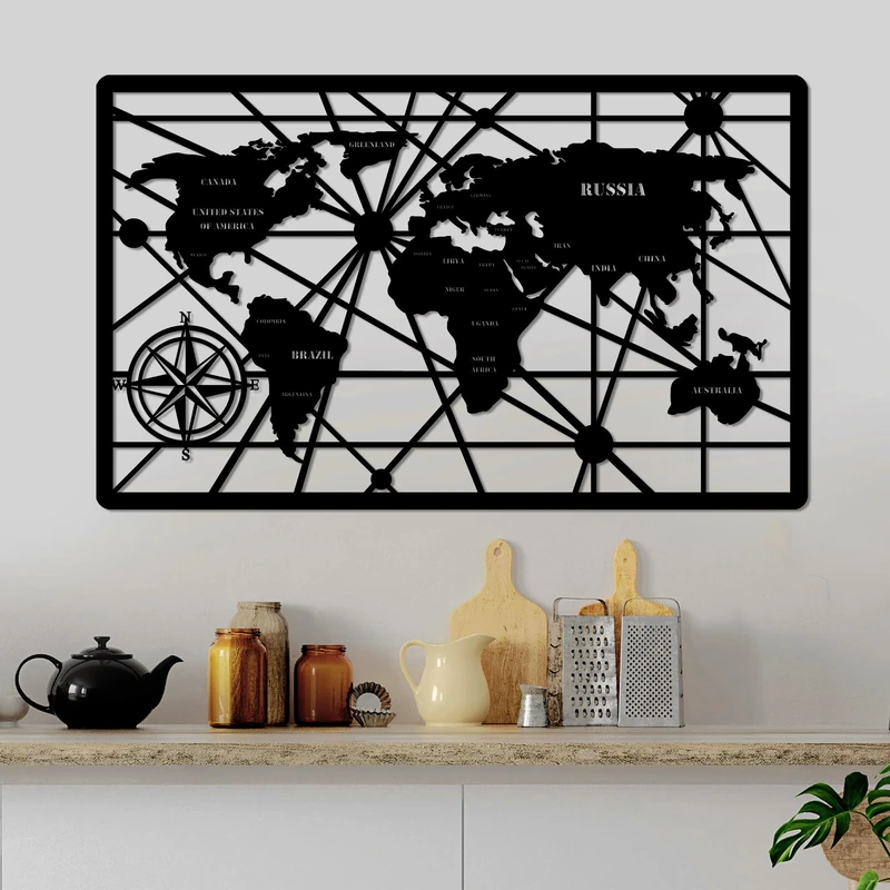 Stylish Black Decorative Metal Wall Accessory, 60 x 98 cm, 100% Metal, 1.5 mm Thick, Lightweight 1 kg, Perfect for Home Decor and Modern Spaces - Image 1