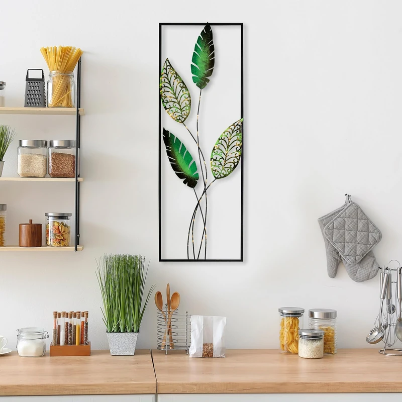 Handmade Decorative Metal Wall Accessory, 32 x 90 cm, 100% Metal (1.5 mm), Unique Hand-Painted Design, Perfect for Home Decor and Personal Touch