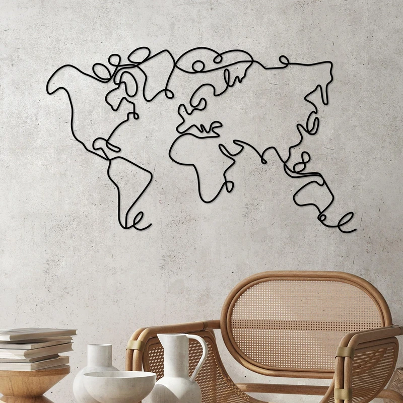 Stylish Black Decorative Metal Wall Accessory, 120 x 70 x 1.5 cm, 100% Metal, 2 mm Thickness, Lightweight & Modern Design for Home Decor - Image 1