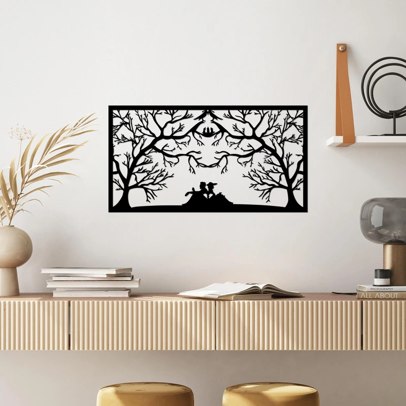 Stylish Black Decorative Metal Wall Accessory, 37 x 70 cm, 100% Metal, 1.5 mm Thickness, Perfect for Modern Home Decor & Unique Wall Art