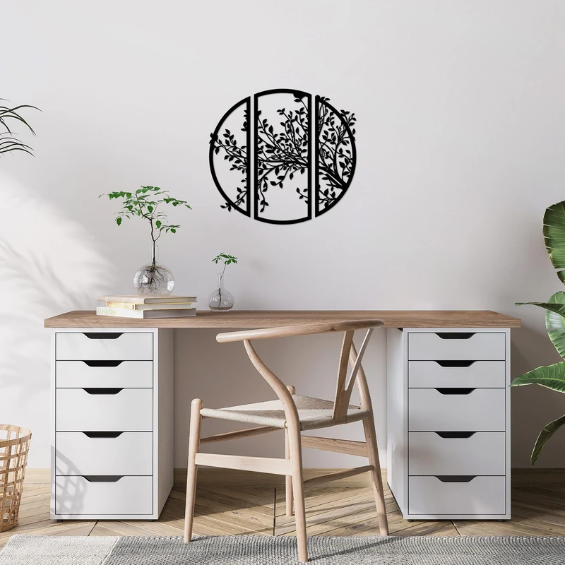 Stylish Black Decorative Metal Wall Accessory, 56 x 60 cm, 100% Metal, 1.5 mm Thickness, Perfect for Modern Home Decor & Unique Wall Art