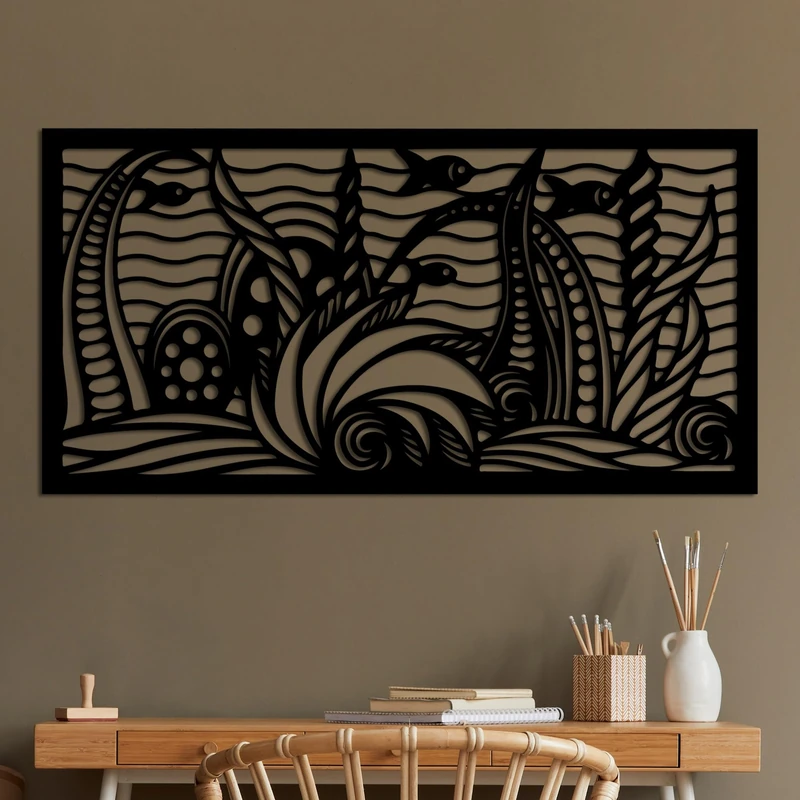 Stylish Black Decorative Metal Wall Accessory, 85 x 40 cm, 100% Metal, 1.5 mm Thickness, Perfect for Modern Home Decor & Office Spaces - Image 1