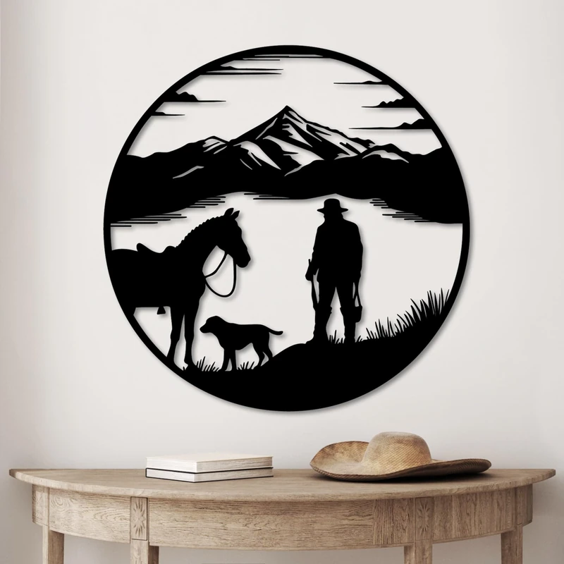 Stylish Black Decorative Metal Wall Accessory, 53 x 53 cm, 100% Metal (1.5 mm Thick), Perfect for Modern Home Decor & Art Display