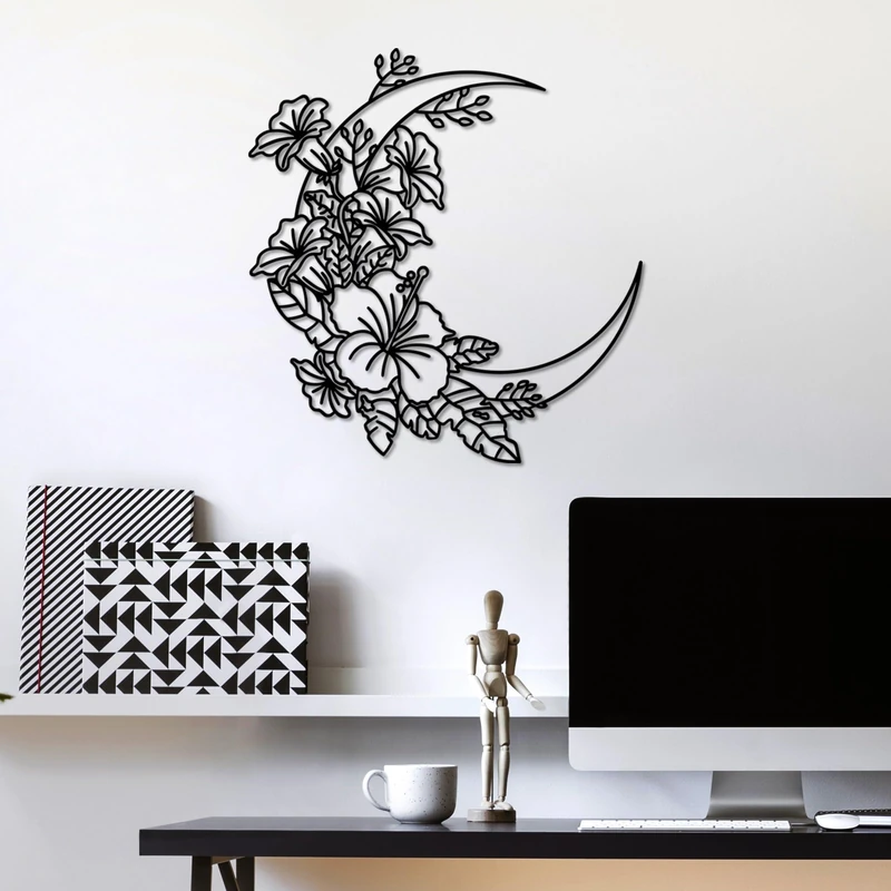 Hanah Home Stylish Black Decorative Metal Wall Accessory, 70 x 66 cm, 100% Metal (1.5 mm), Lightweight (0.9 kg), Easy Wall Mounting for Modern Decor - Image 1