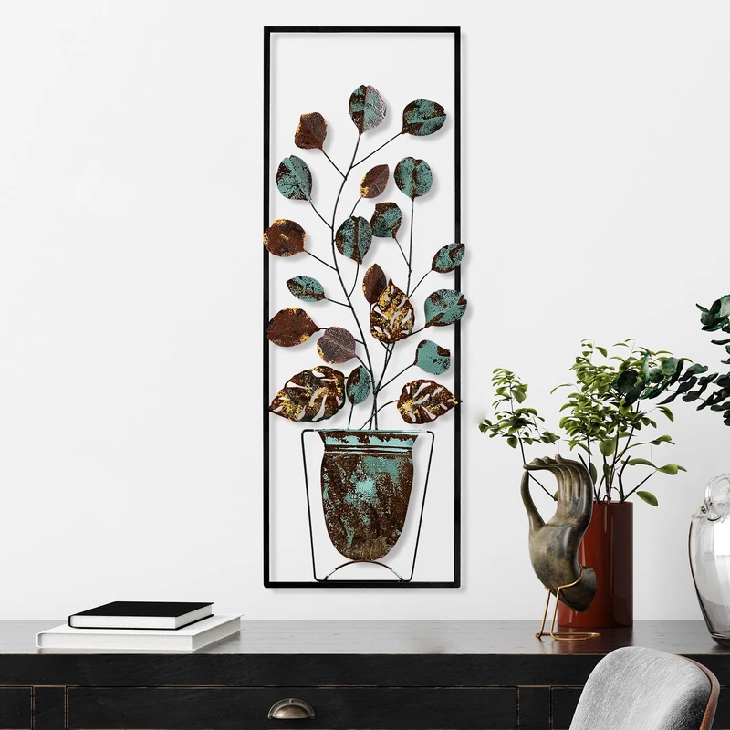 Handmade Decorative Metal Wall Accessory, 32 x 90 x 4 cm, 100% Metal, Unique Hand-Painted Design, Perfect for Home Decor, Adds Elegance & Style