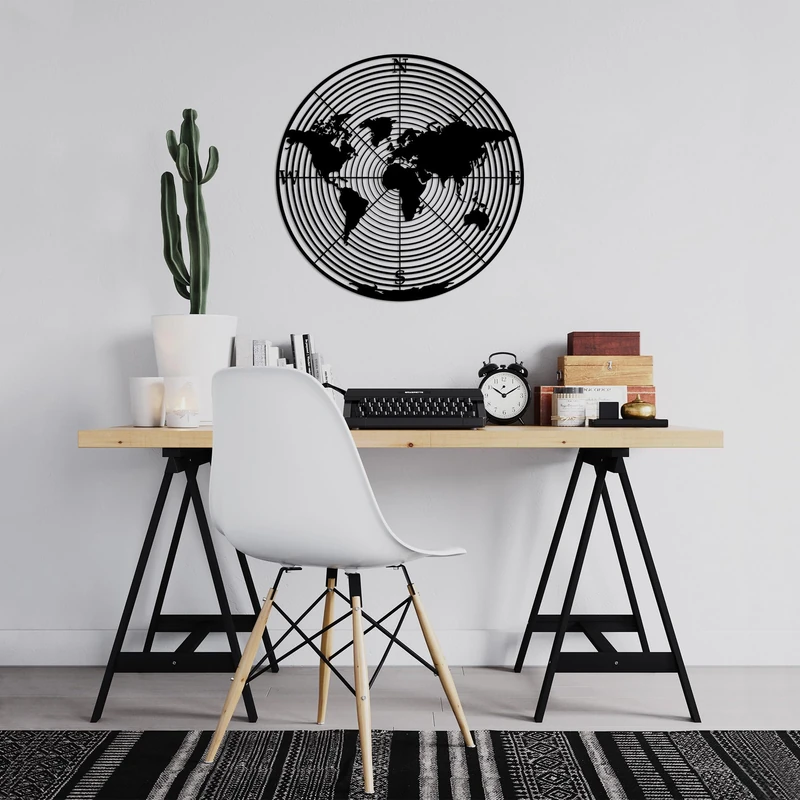 Hanah Home Stylish Black Decorative Metal Wall Accessory, 68 x 68 cm, 100% Metal, 1.5 mm Thickness, Easy Wall Mounting, Perfect for Modern Decor