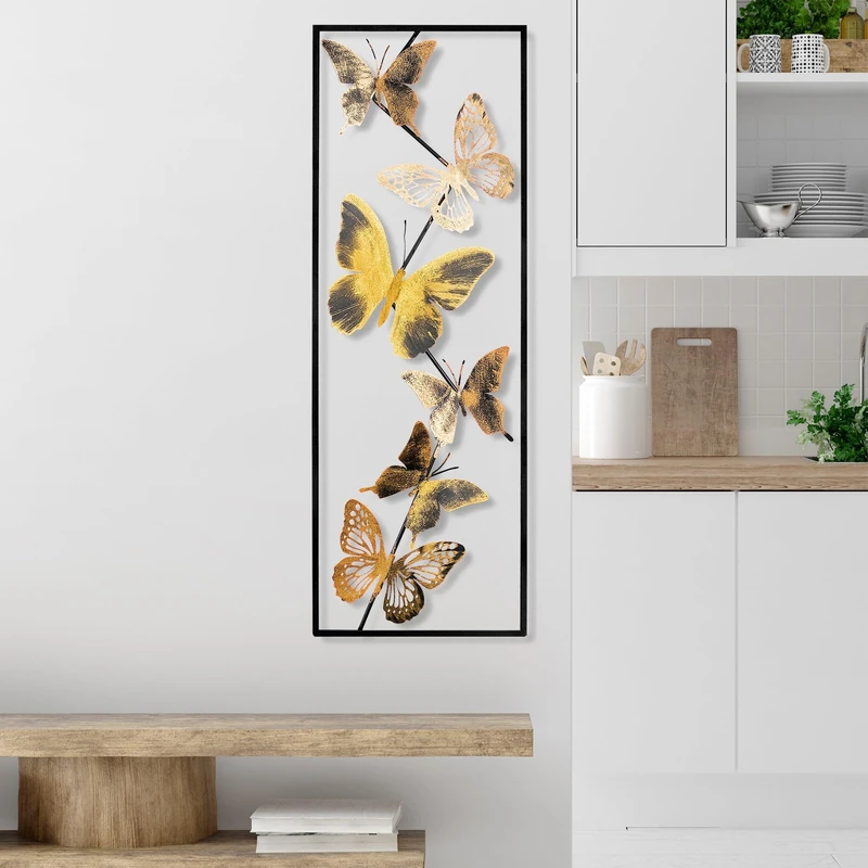 Handmade Decorative Metal Wall Accessory, 32 x 90 x 4 cm, 100% Metal, Unique Hand-Painted Design, Perfect for Home Decor, Adds Elegance & Style