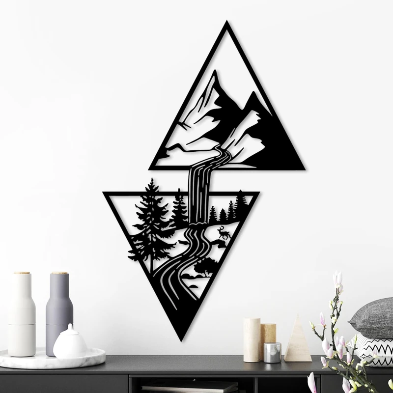 Stylish Black Decorative Metal Wall Accessory, 80 x 50 cm, 100% Metal, 1.5 mm Thickness, Lightweight (0.8 kg), Perfect for Modern Home Decor