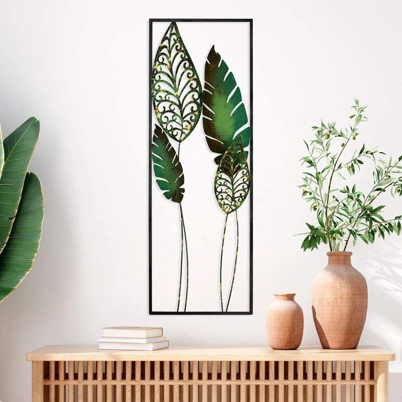 Handmade Decorative Metal Wall Accessory, 32 x 90 cm, 100% Metal (1.5 mm), Unique Hand-Painted Design, Perfect for Home Decor and Personal Touch - Image 1