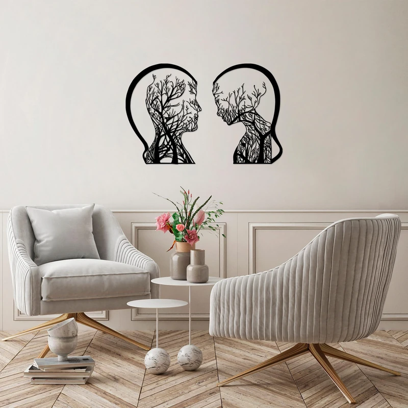 Stylish Black Decorative Metal Wall Accessory (2 Pieces) | 52 x 70 cm & 47 x 70 cm | 100% Metal, 1.5 mm Thick | Perfect for Modern Home Decor