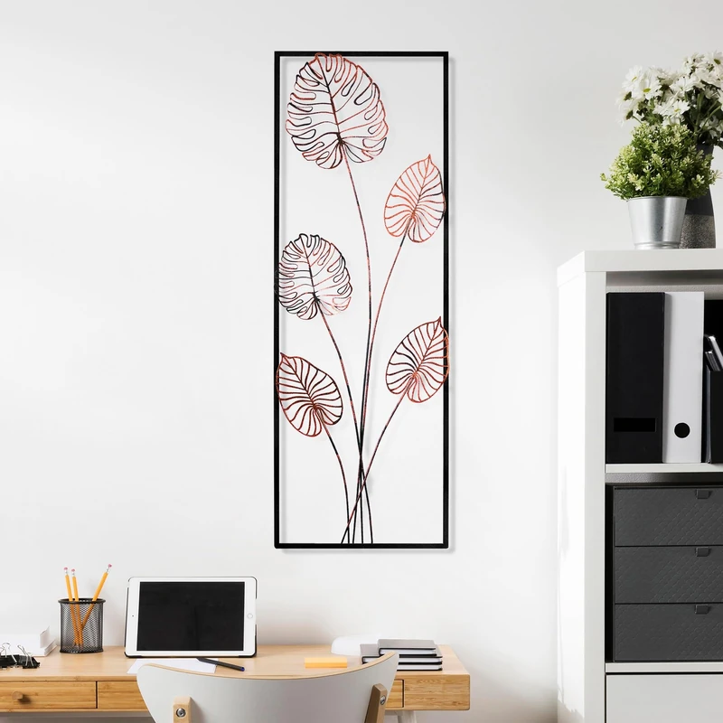 Handmade Decorative Metal Wall Accessory, 32 x 90 x 4 cm, 100% Metal, Unique Hand-Painted Design, Perfect for Home Decor, Adds Elegance & Style