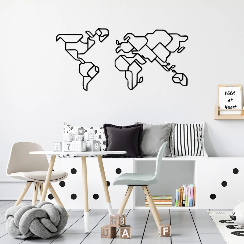Stylish Black Decorative Metal Wall Accessory, 56 x 120 cm, 100% Metal, 1.5 cm Thickness, Perfect for Modern Home Decor & Office Spaces