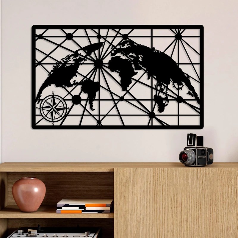 Stylish Black Decorative Metal Wall Accessory, 40 x 66 cm, 100% Metal, 1.5 mm Thick, Lightweight (0.65 kg), Perfect for Modern Home Decor - Image 1
