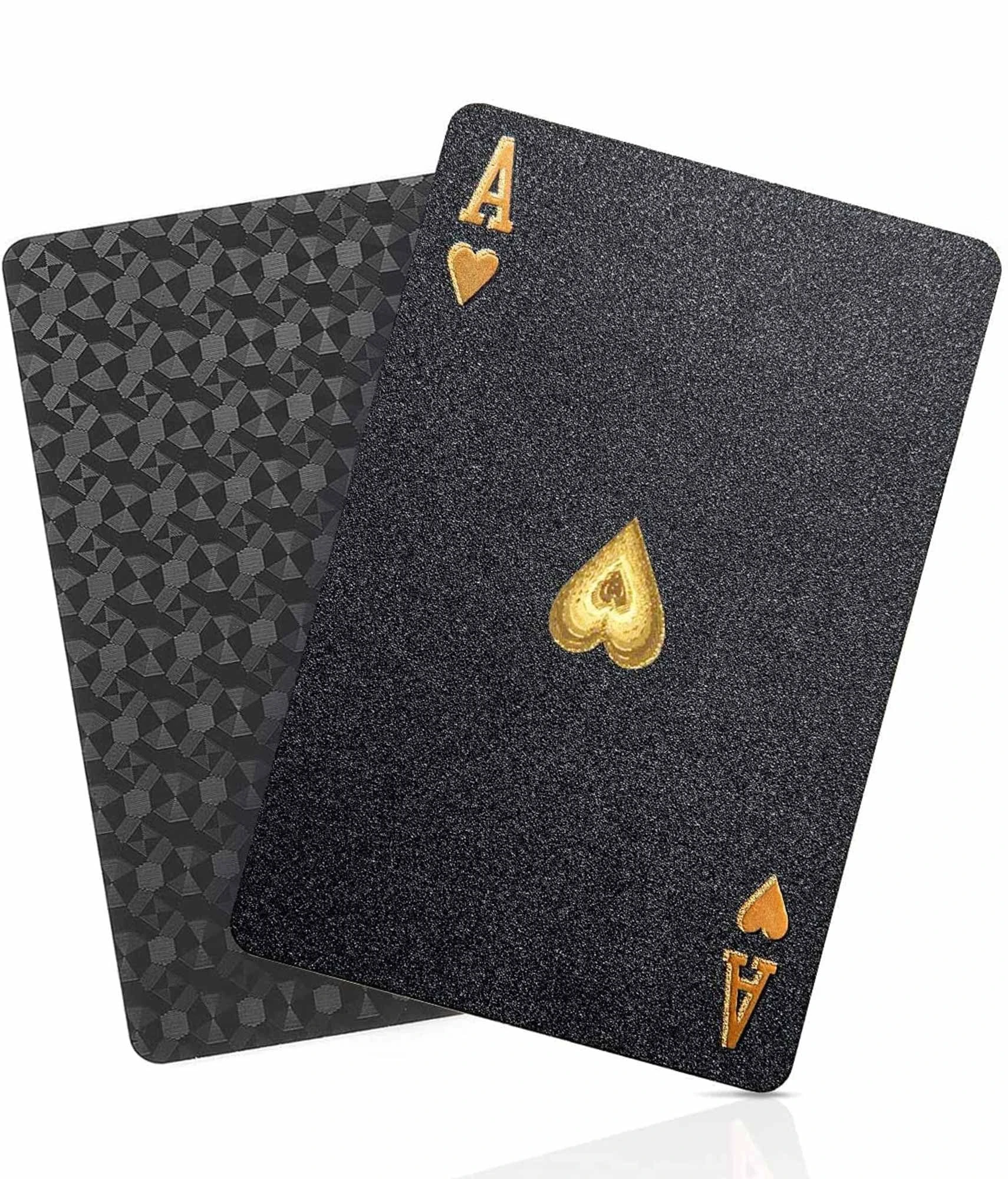 Playing Cards Waterproof Poker - Black Diamond Professional Plastic Standard Playing Card Decks Designer Novelty, 1 Deck of Cards-3.55x2.58x0.8inch