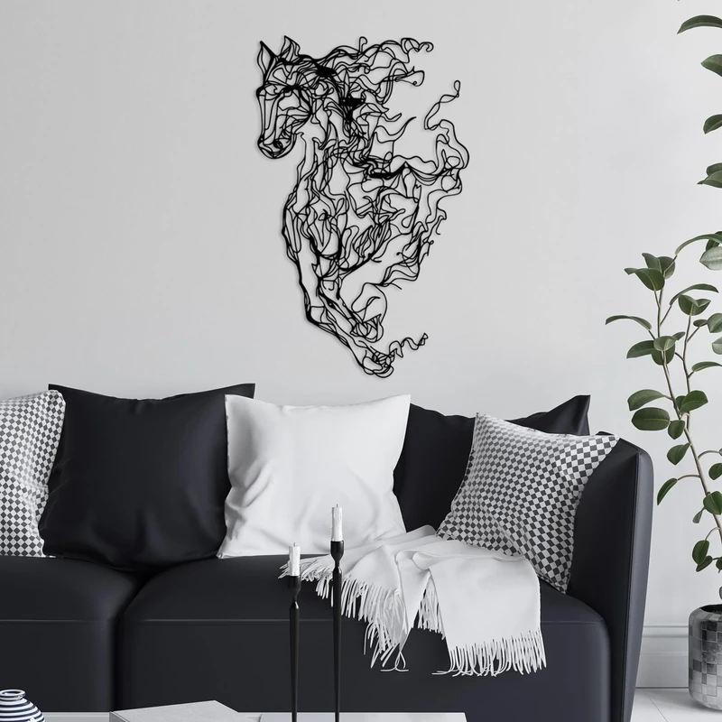 Stylish Black Decorative Metal Wall Accessory, 41 x 66 cm, 100% Metal, 1.5 mm Thick, Easy Wall Mounting, Perfect for Modern Home Decor