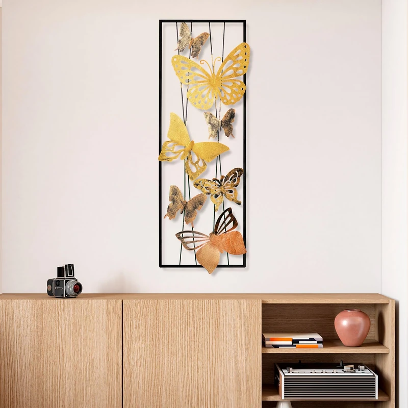 Handmade Decorative Metal Wall Accessory, 32 x 90 x 4 cm, 100% Metal, Unique Hand-Painted Design, Perfect for Home Decor, Adds Elegance & Style