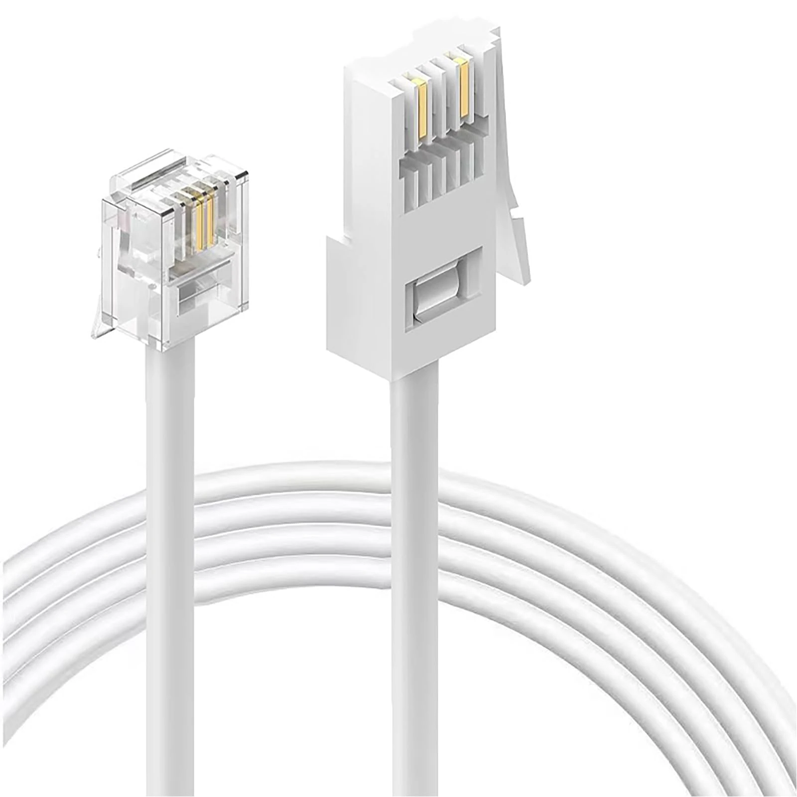 HAWAKA Telephone Extension Cable For Home&Office,1PC 5M Bt Phone Line Plug To Rj11 Male Crossover Telephone Cable,2 Pin 6p2c Lead For Landline,Modem,Fax