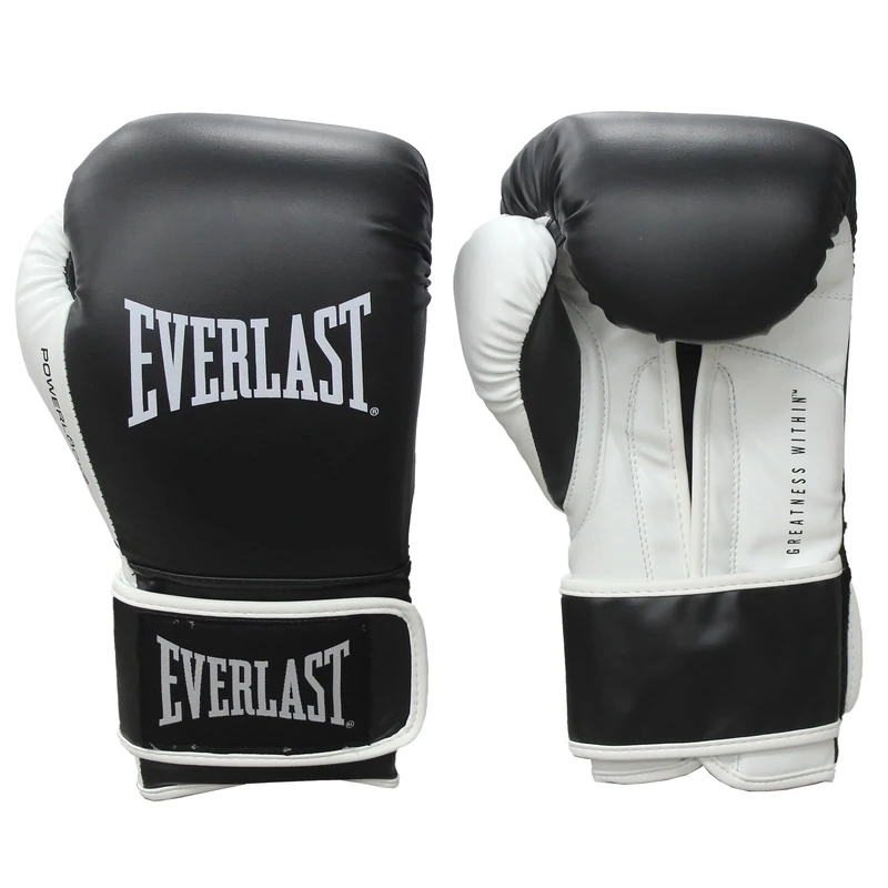 Everlast Powerlock OG 16oz Boxing Gloves, Black/White Boxing Gloves for Bags, Mitt Work & Sparring, Hook & Loop System, Advanced Foam Technology, Ergonomic Grip - Authentic Everlast Gear