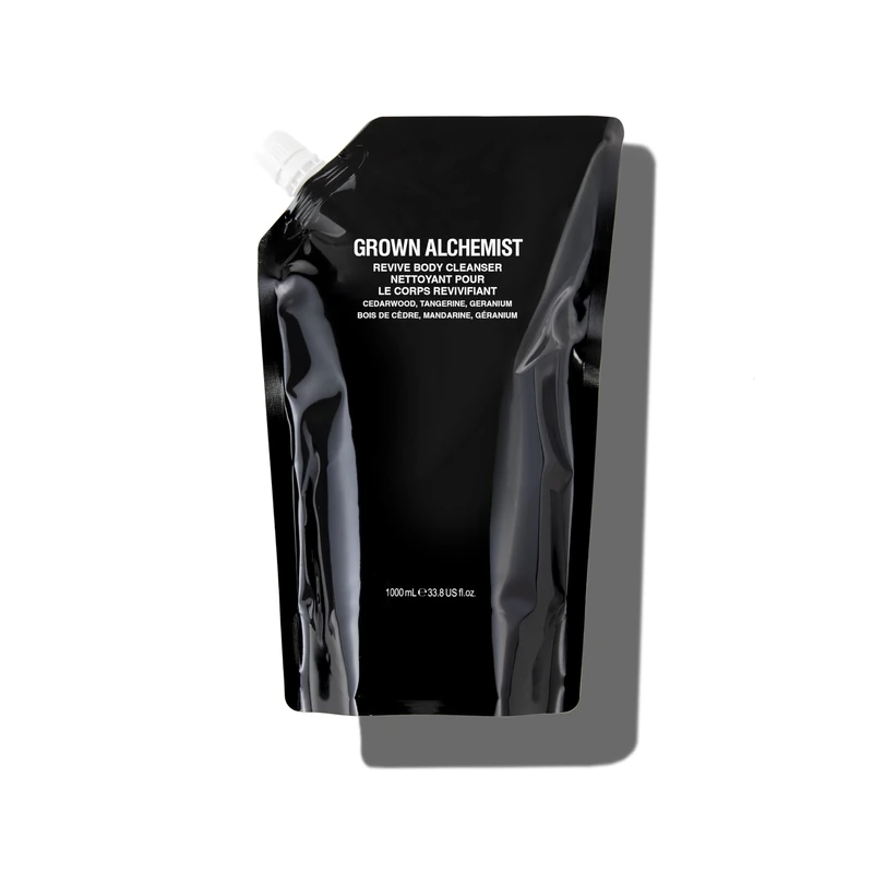 Grown Alchemist Revive Body Cleanser Refill, Cedarwood, Tangerine - Organic Body Wash, Sensitive Exfoliating, Moisturising - Natural Bathing Cleansers, Luxury Antioxidant Shower Gels - 1 Litre Pouch
