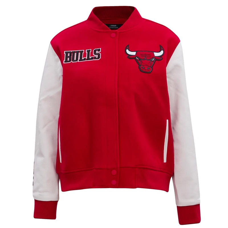 Pro Standard Womens NBA Chicago Bulls Classic Chenille Varsity Jacket Red/White L