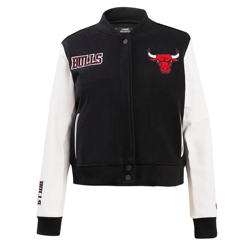 Pro Standard Womens NBA Chicago Bulls Classic Chenille Varsity Jacket Black/White S