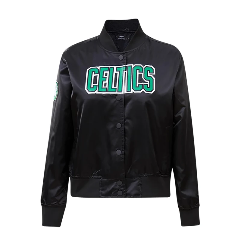 Pro Standard Womens NBA Boston Celtics Classic Chenille Satin Jacket Black XL - Image 1