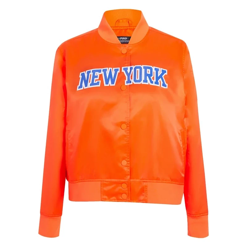 Pro Standard Womens NBA New York Knicks Classic Chenille Satin Jacket Orange 2XL