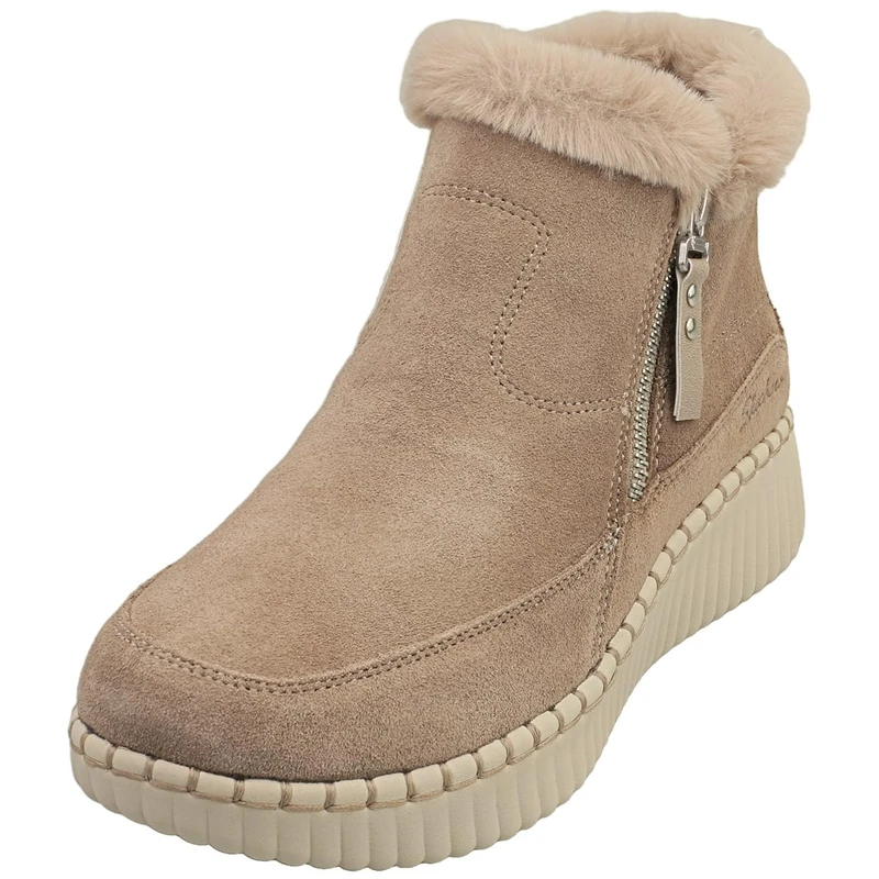 Skechers Women's Relaxed Fit Wilshire BLVD Fresh Zip Boot, Taupe, 8 UK