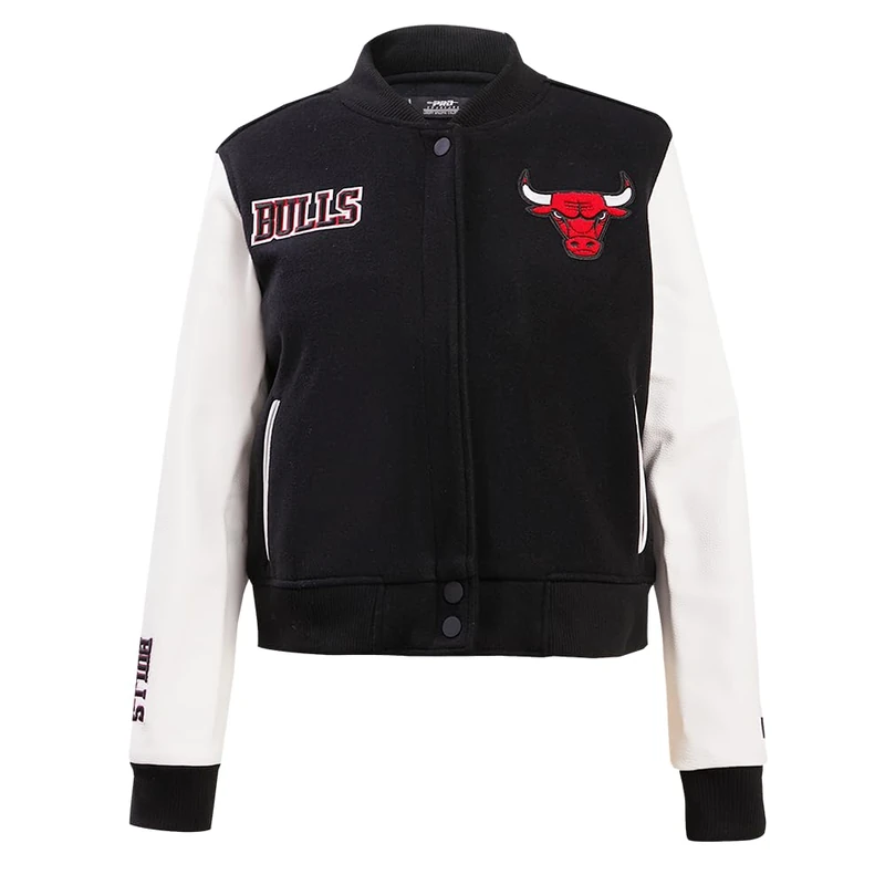 Pro Standard Womens NBA Chicago Bulls Classic Chenille Varsity Jacket Black/White XL